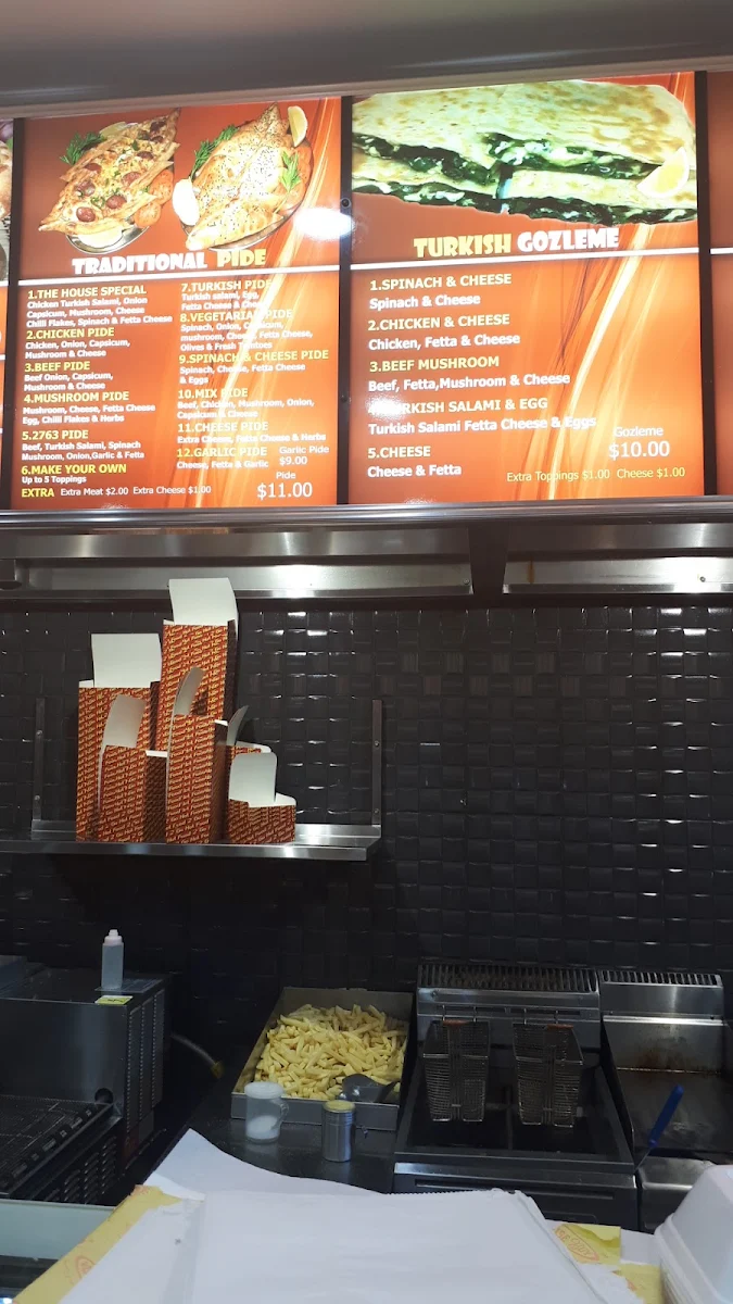 Menu, Sinbad's Kebab Pizza and Gozleme