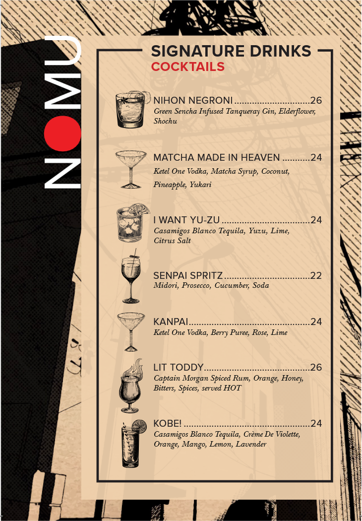 Menu, Nomu Bar Sydney