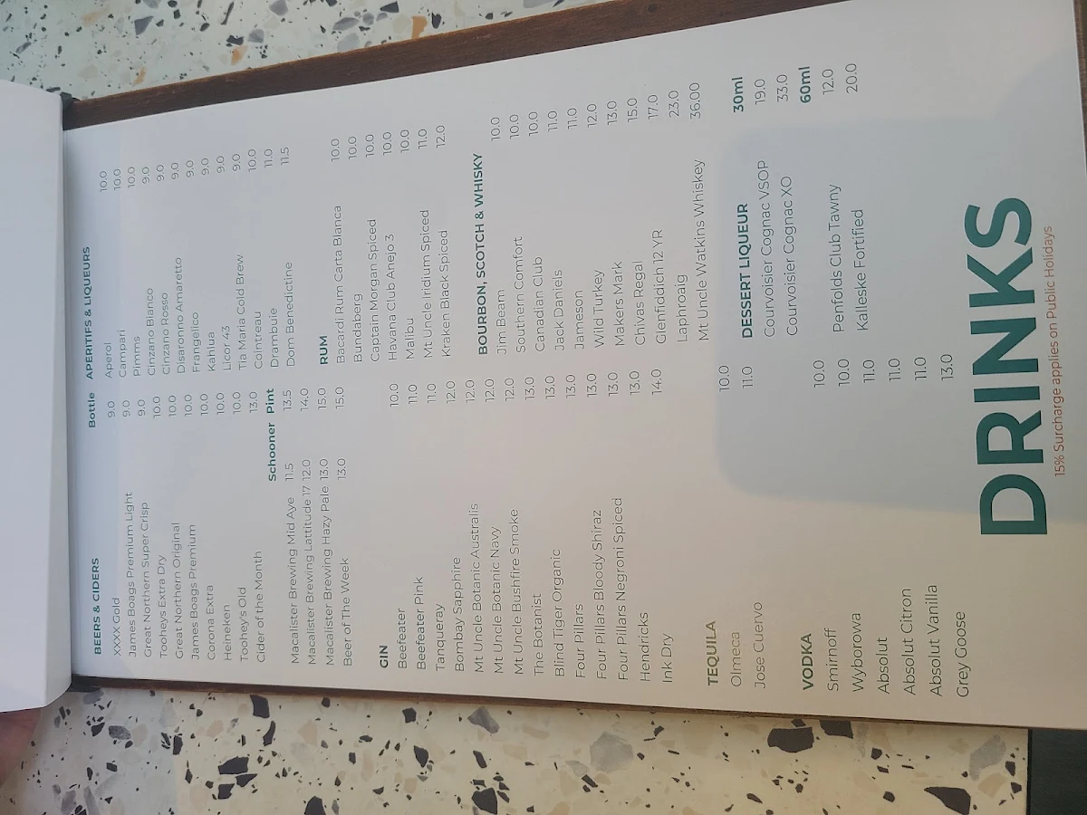 Menu, Harbourside Bar & Kitchen