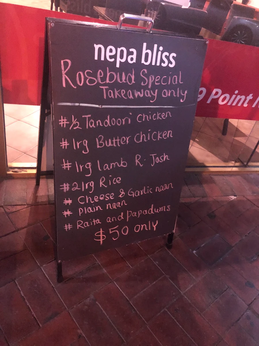 Menu, Nepa Bliss Rosebud - Modern Indian And Nepalese Cuisine