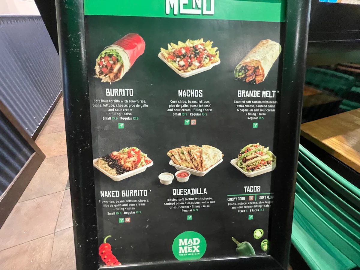 Menu, Mad Mex Norwest