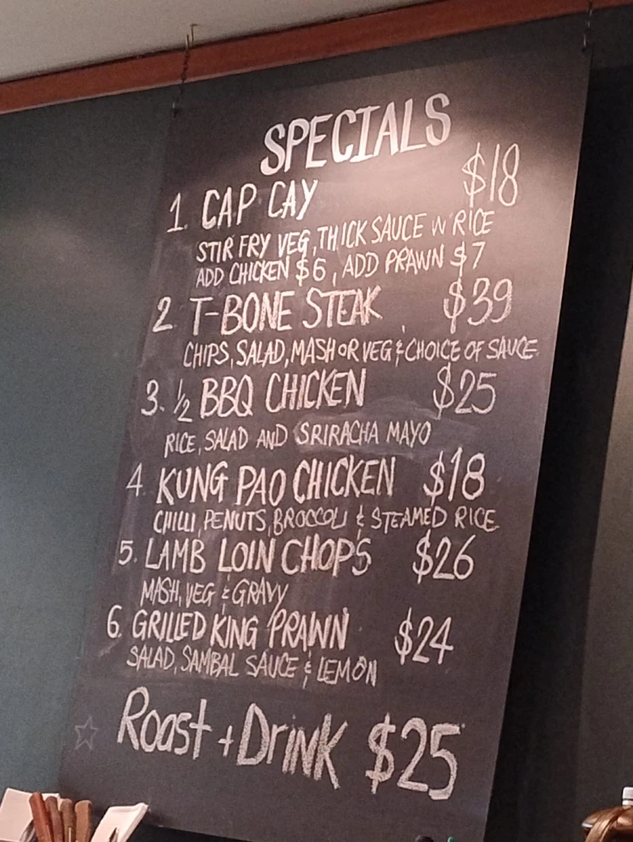 Menu, Tennyson Hotel