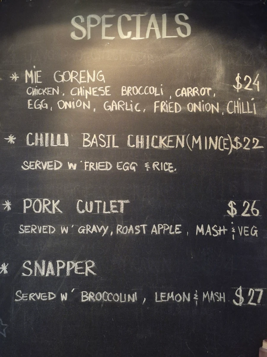 Menu, Tennyson Hotel