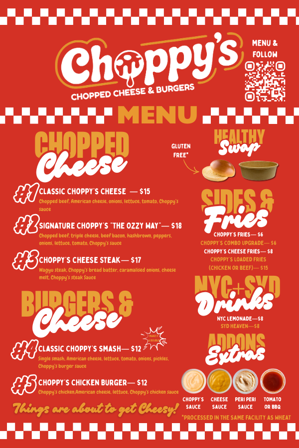 Menu, Choppy's