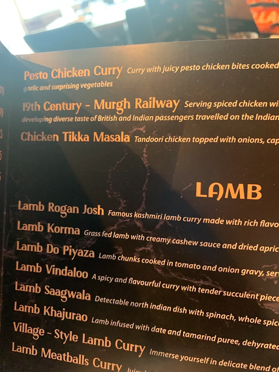 Menu, Singleton Indian Restaurant