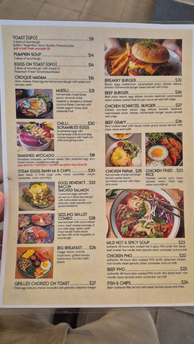 Menu, Kay’s Cafe