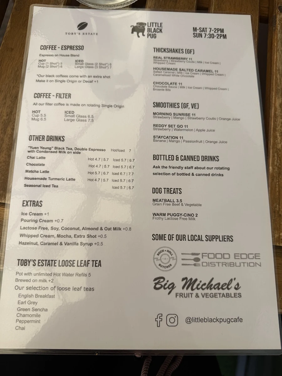 Menu, Little Black Pug
