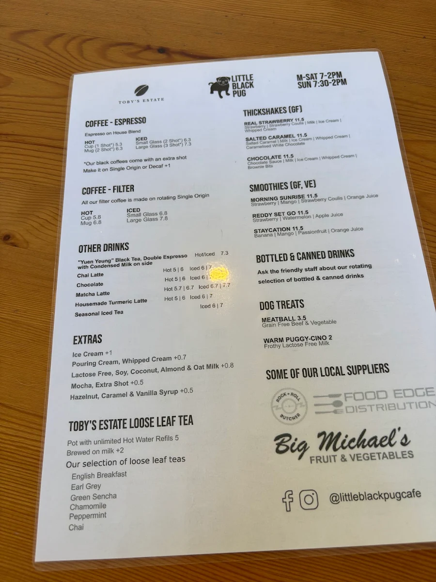 Menu, Little Black Pug
