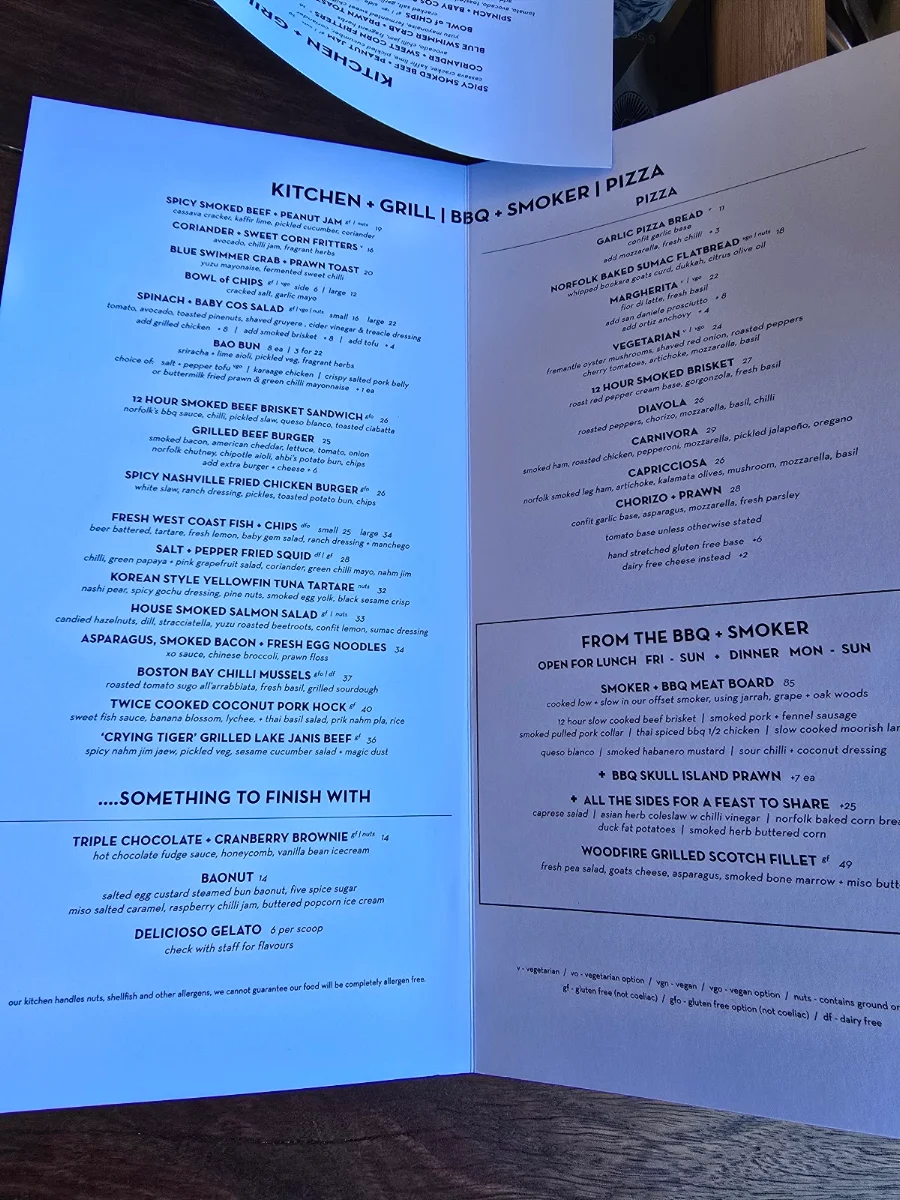 Menu, The Norfolk Hotel