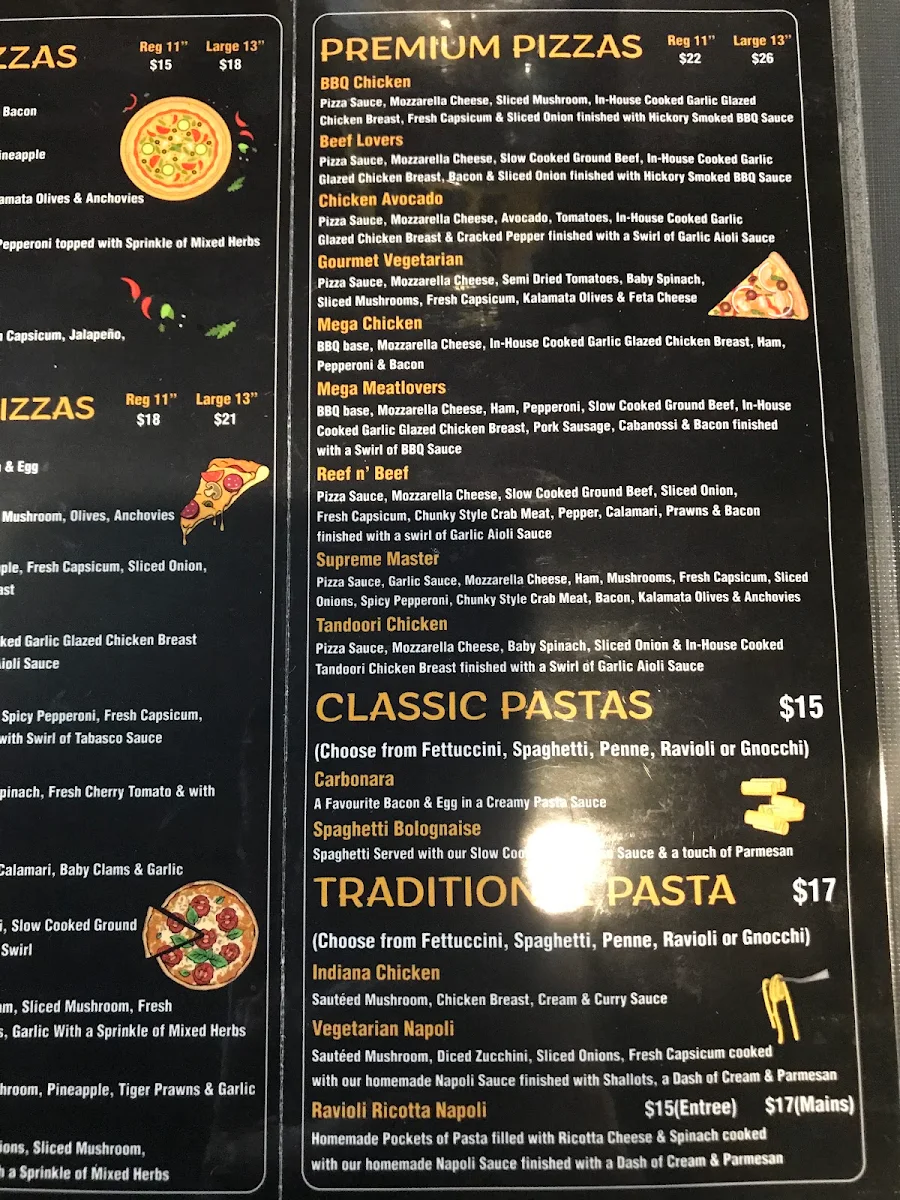 Menu, Proper Pizza Pasta and Ribs