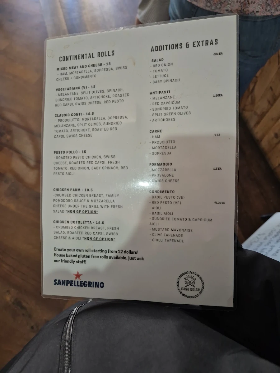 Menu, Casa Dolce