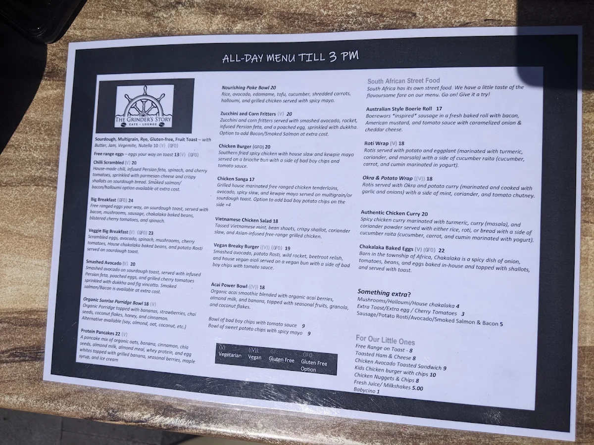 Menu, Madibaa Cafe