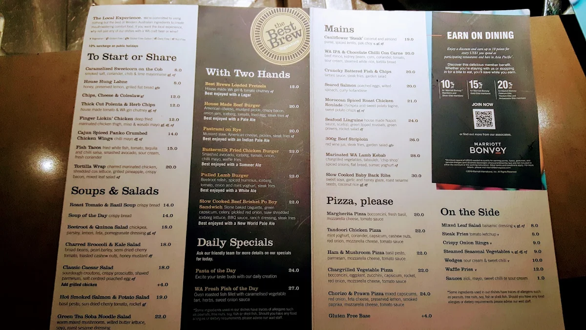 Menu, The Best Brew Bar & Kitchen