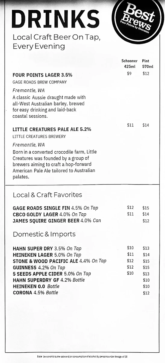 Menu, The Best Brew Bar & Kitchen