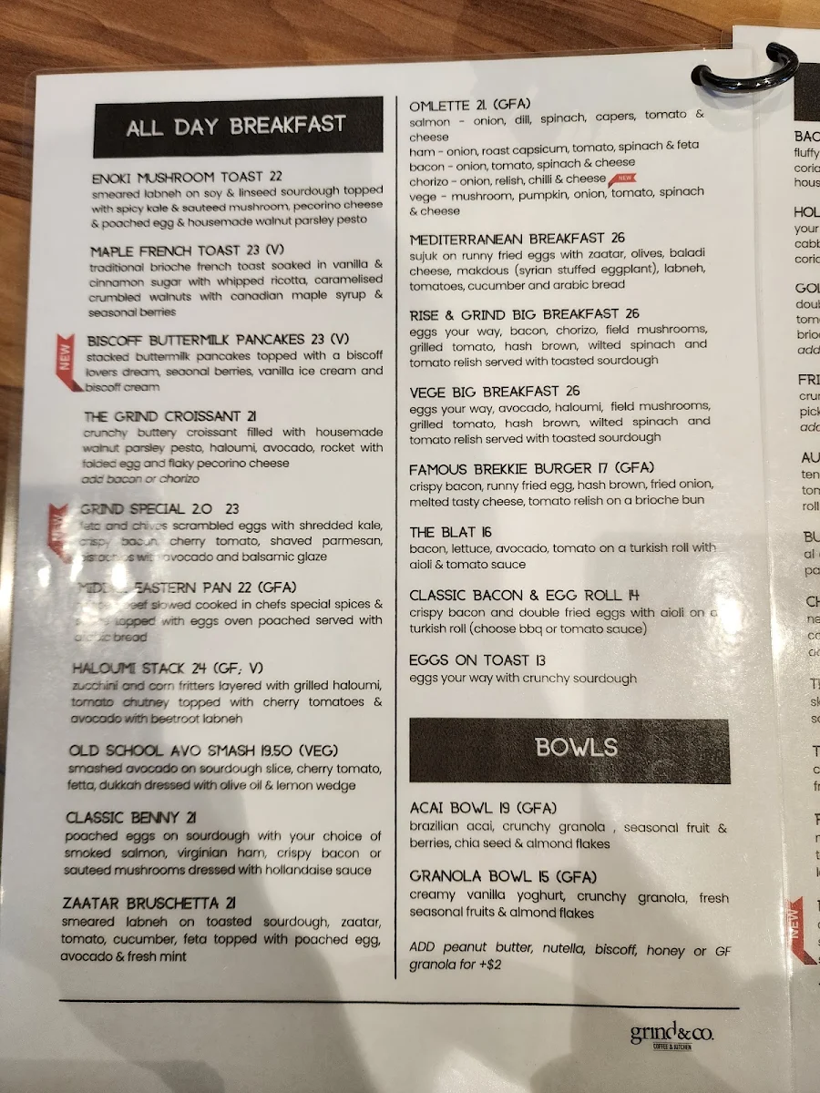 Menu, Grind & Co. Pemulwuy