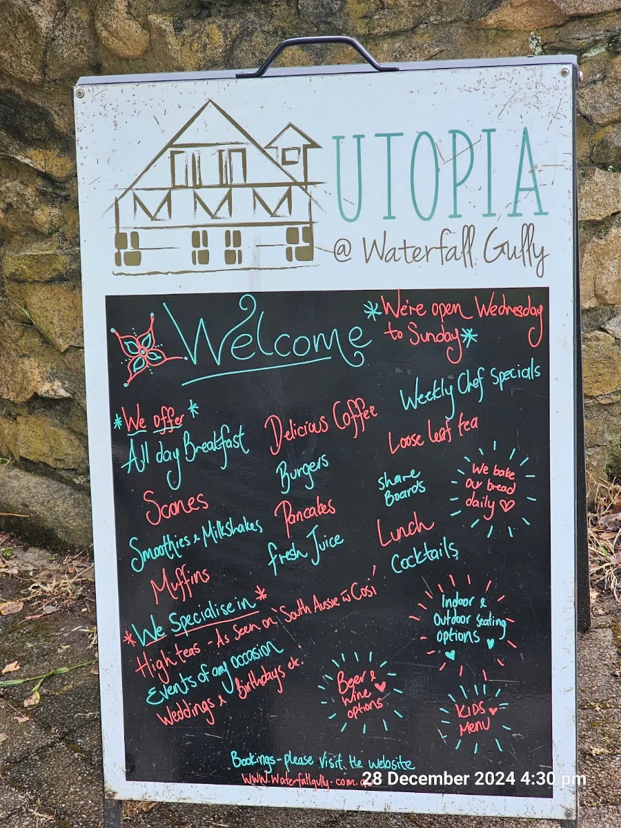 Menu, Utopia @ Waterfall Gully