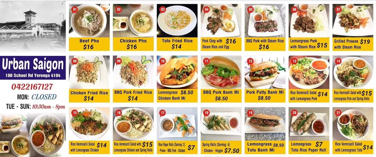 Menu, Urban Saigon
