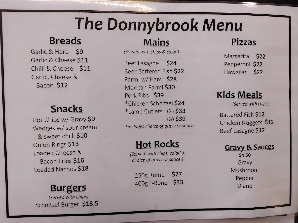 Menu, The Donnybrook