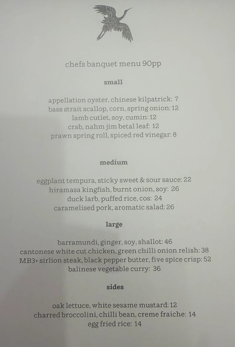 Menu, Two Noble