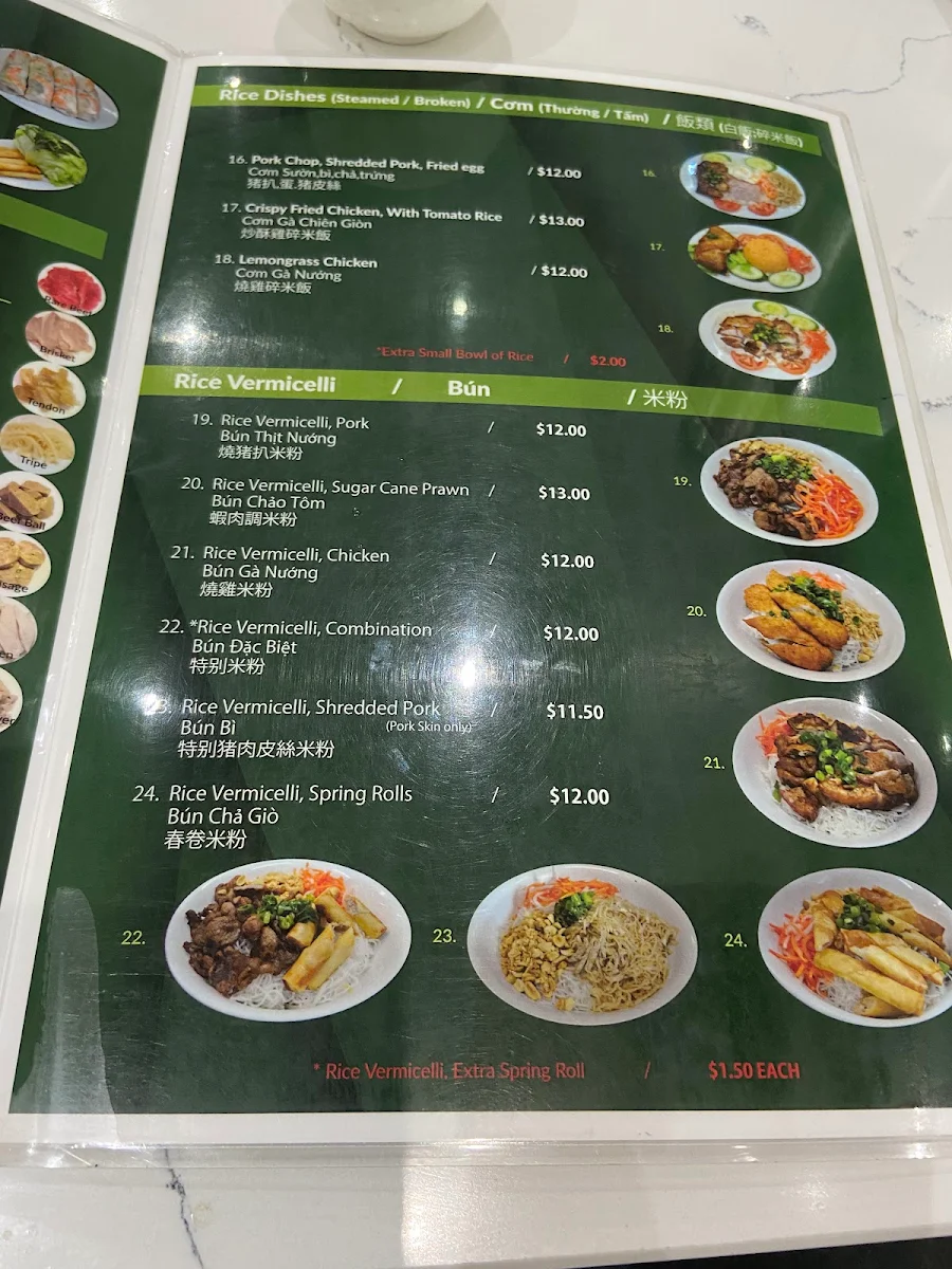 Menu, Pho Hien Saigon