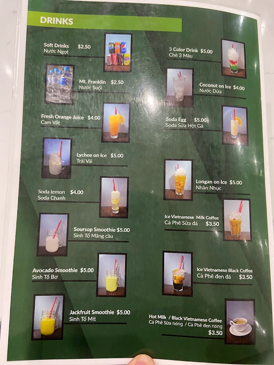 Menu, Pho Hien Saigon