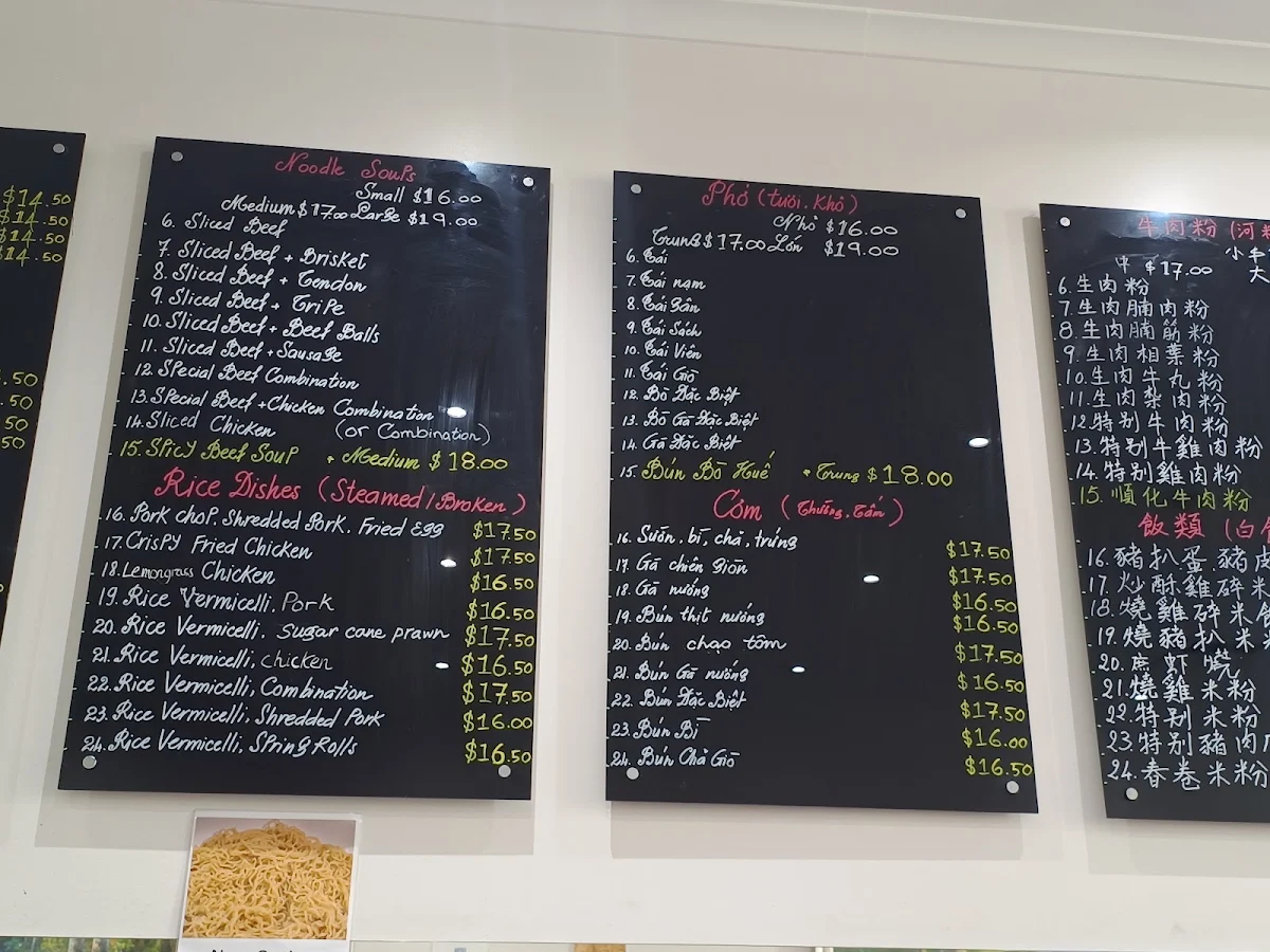 Menu, Pho Hien Saigon