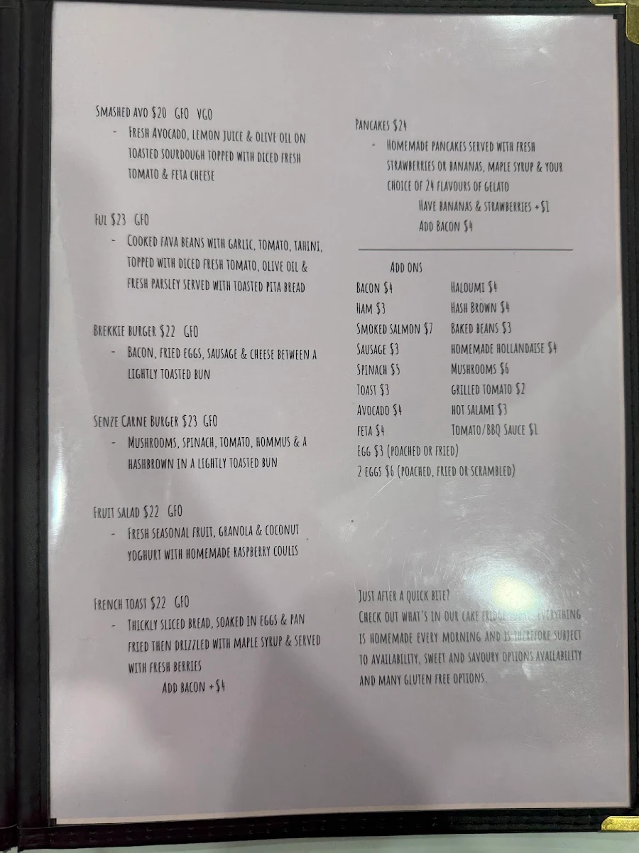 Menu, Familia Restaurant Café Gelati