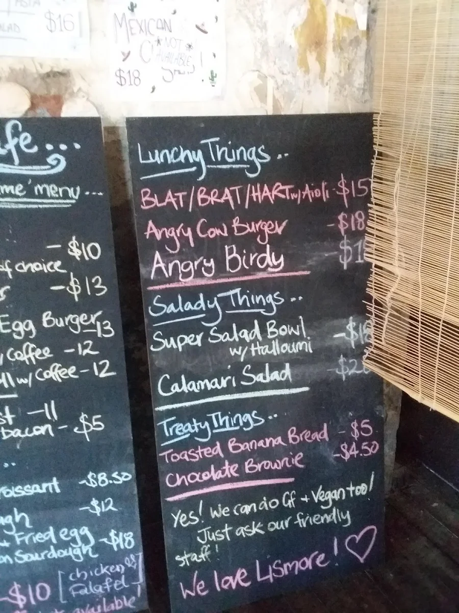 Menu, Dragonfly Cafe