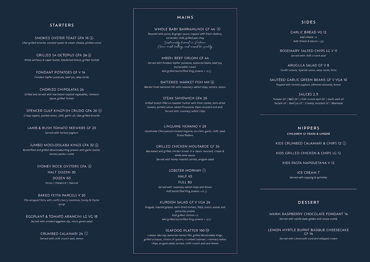 Menu, Dunes by Dish
