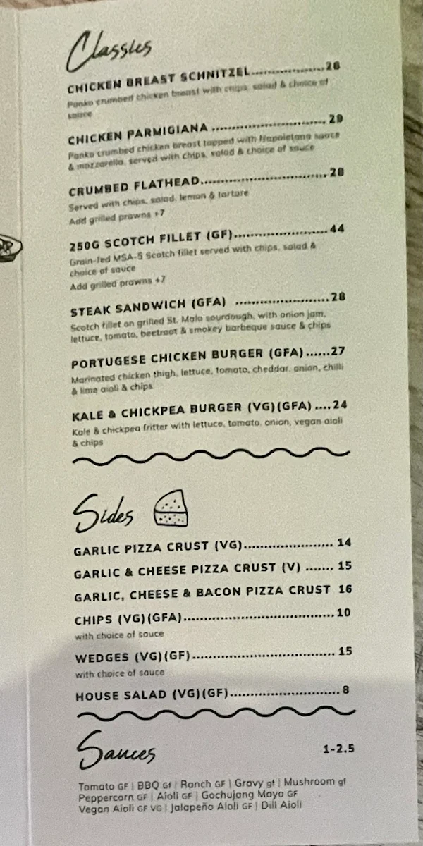 Menu, Dunes by Dish