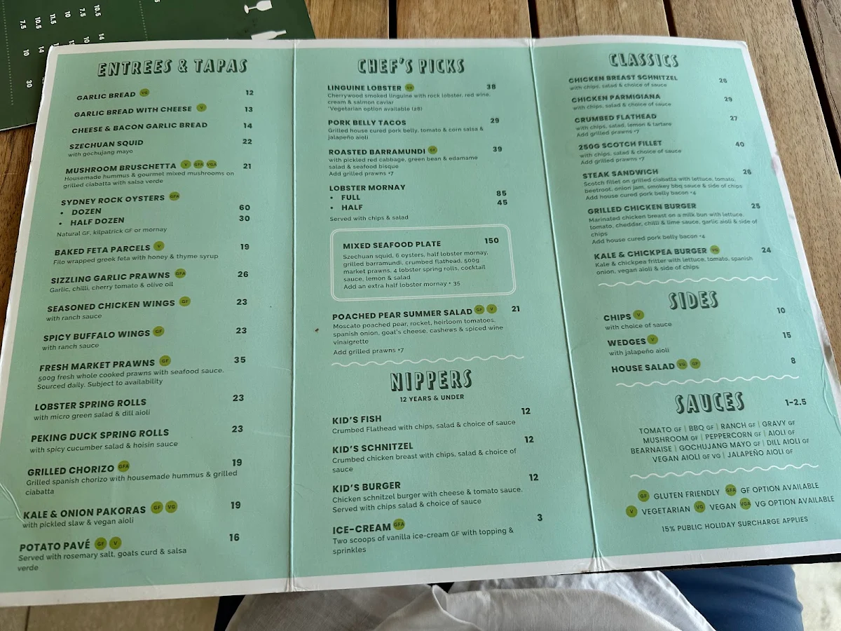 Menu, Dunes by Dish