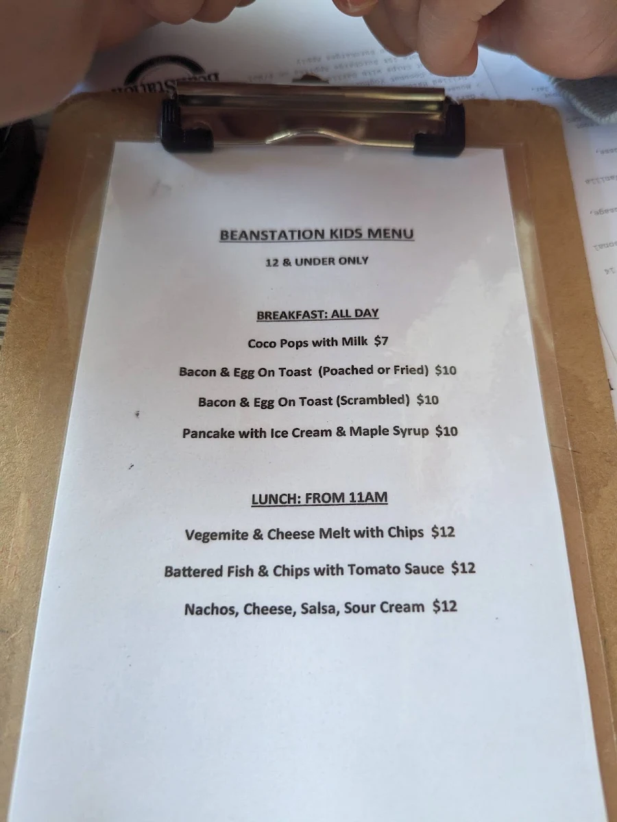 Menu, BeanStation Cafe