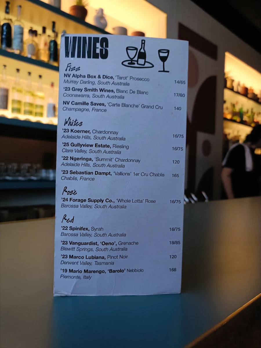 Menu, Bar Bar
