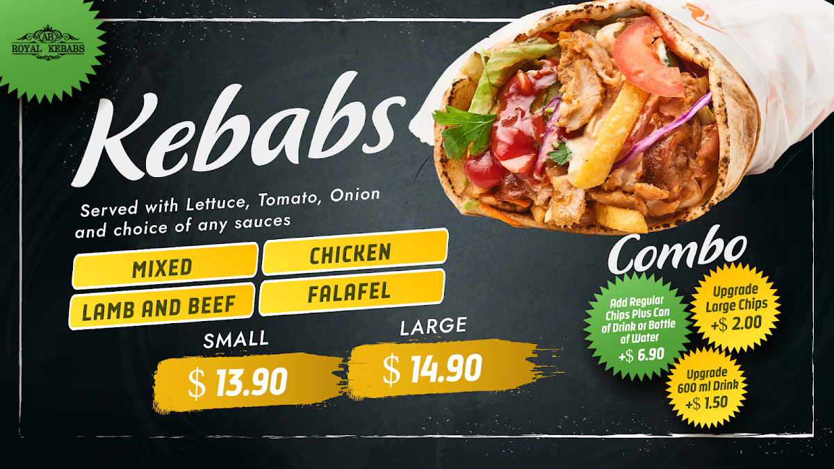 Menu, AB ROYAL KEBABS AND PIZZA