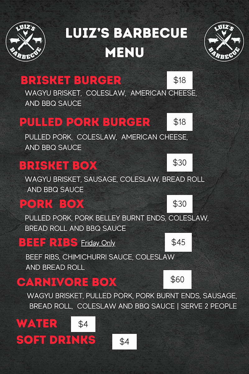 Menu, Luiz's Barbecue