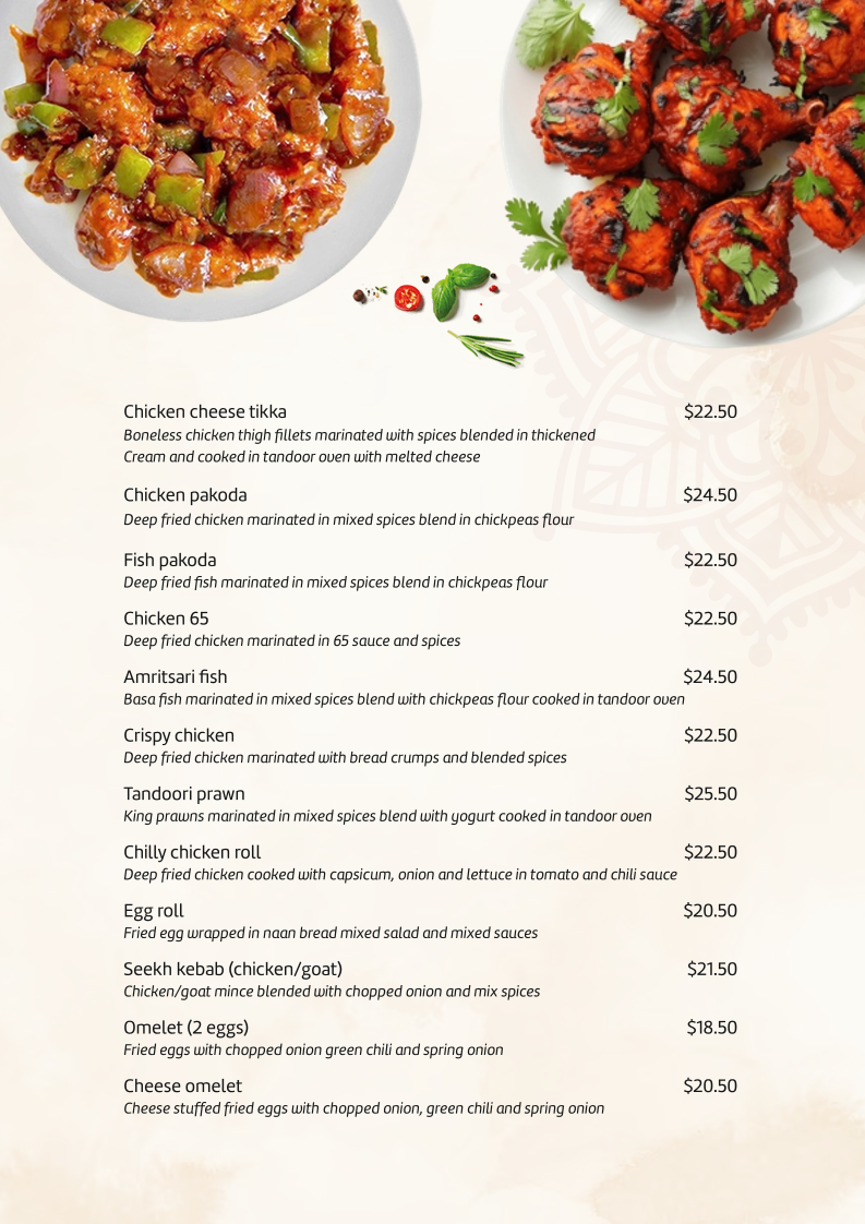 Menu, The Spice Haven