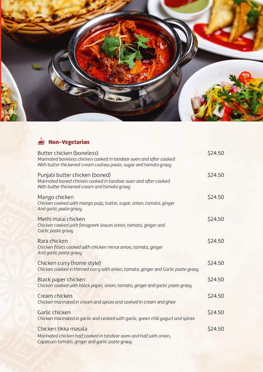 Menu, The Spice Haven