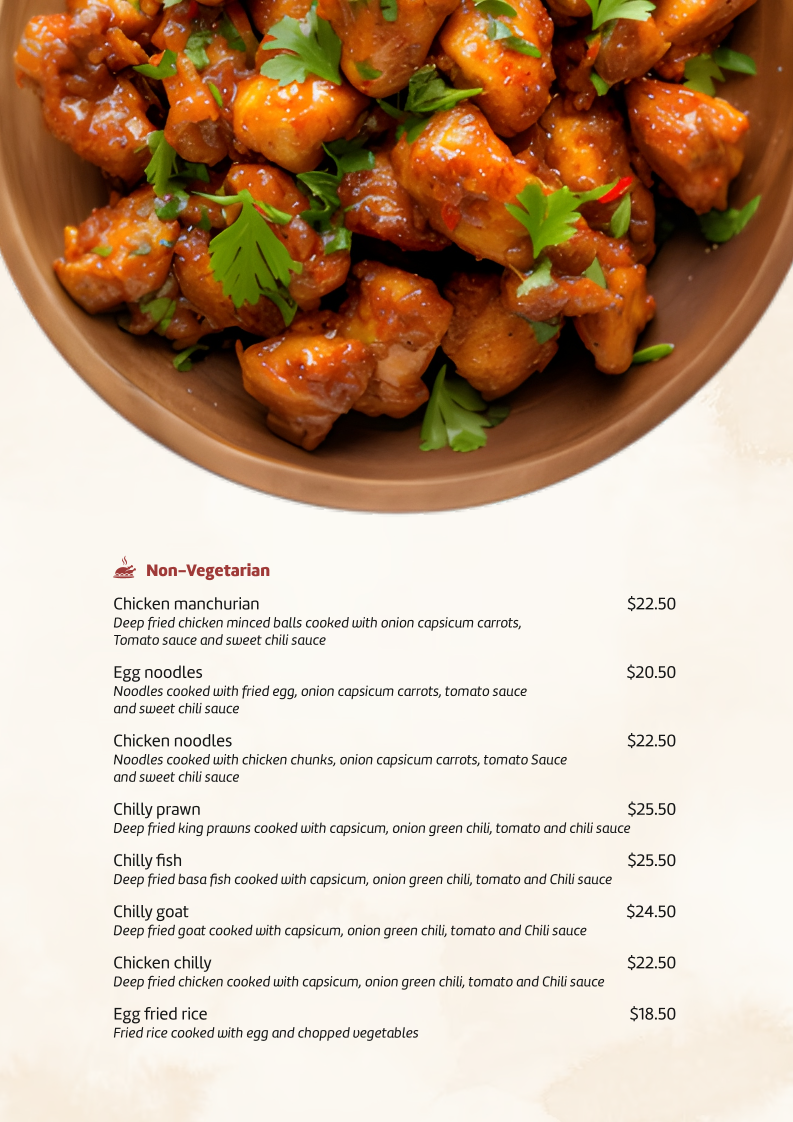 Menu, The Spice Haven