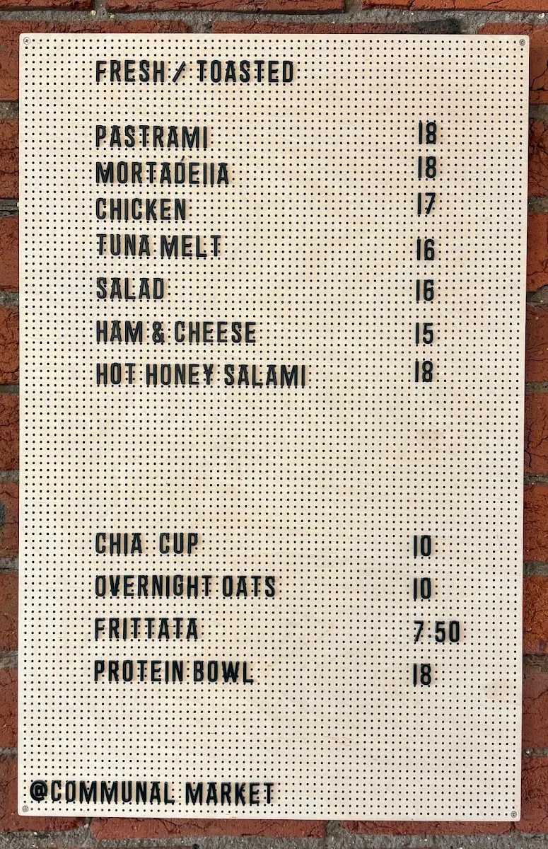 Menu, Communal Market