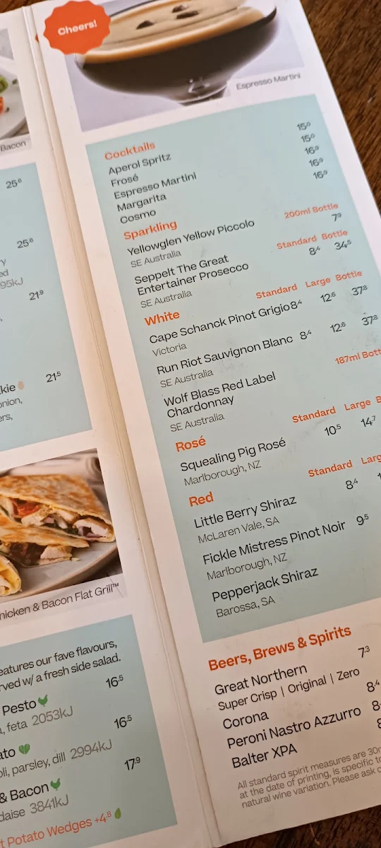 Menu, The Coffee Club Café