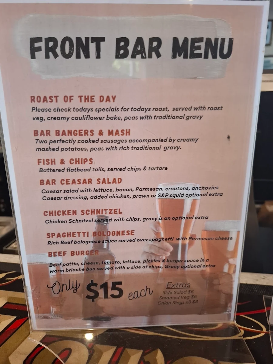 Menu, Cobram Hotel