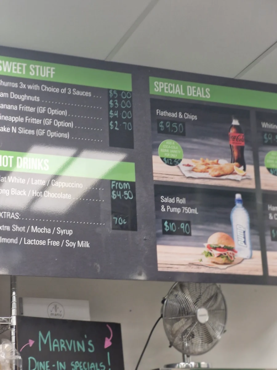 Menu, Joes Grocer & Takeaway