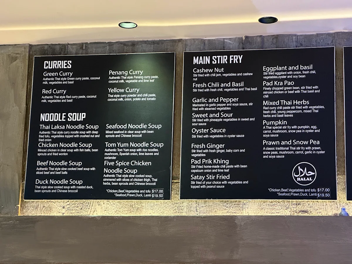 Menu, Taste of Thai
