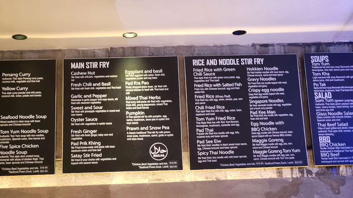 Menu, Taste of Thai