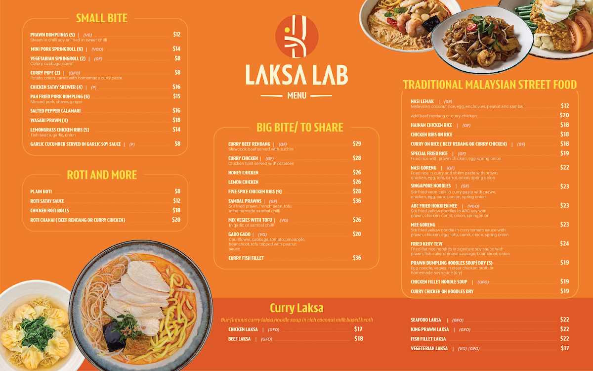 Menu, LAKSA LAB