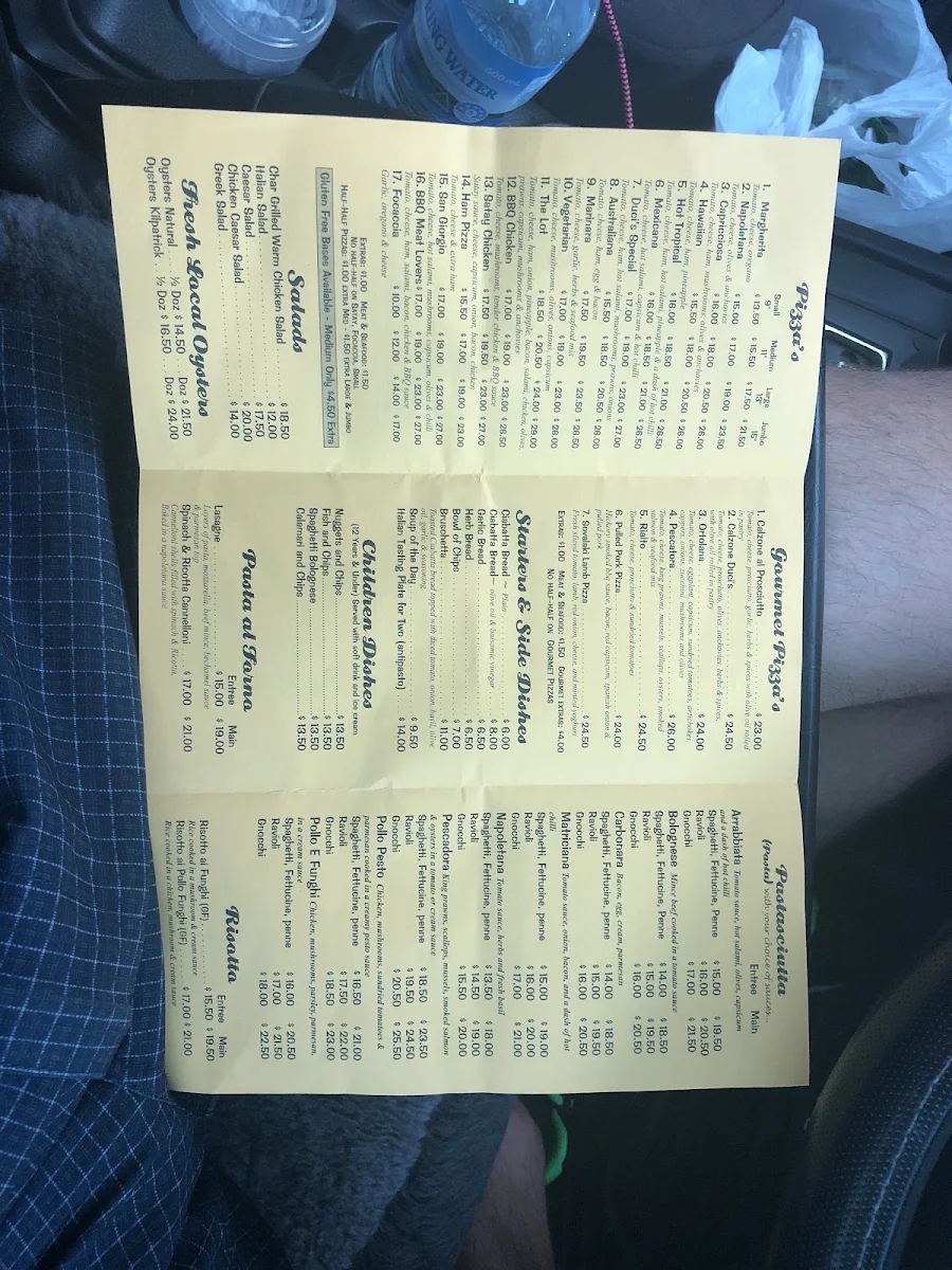 Menu, Duci's Italian Restaurant