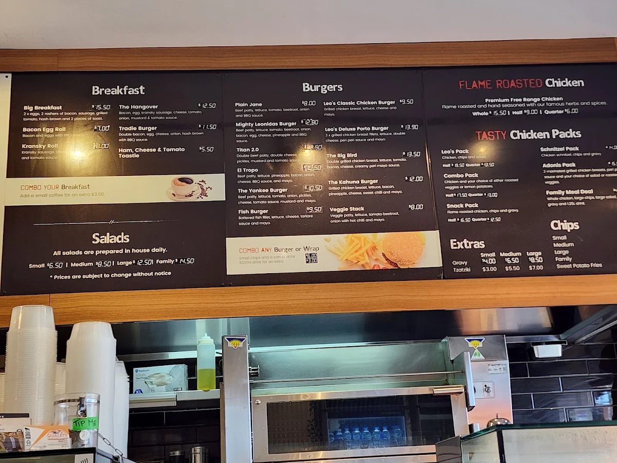Menu, Leo's Grille