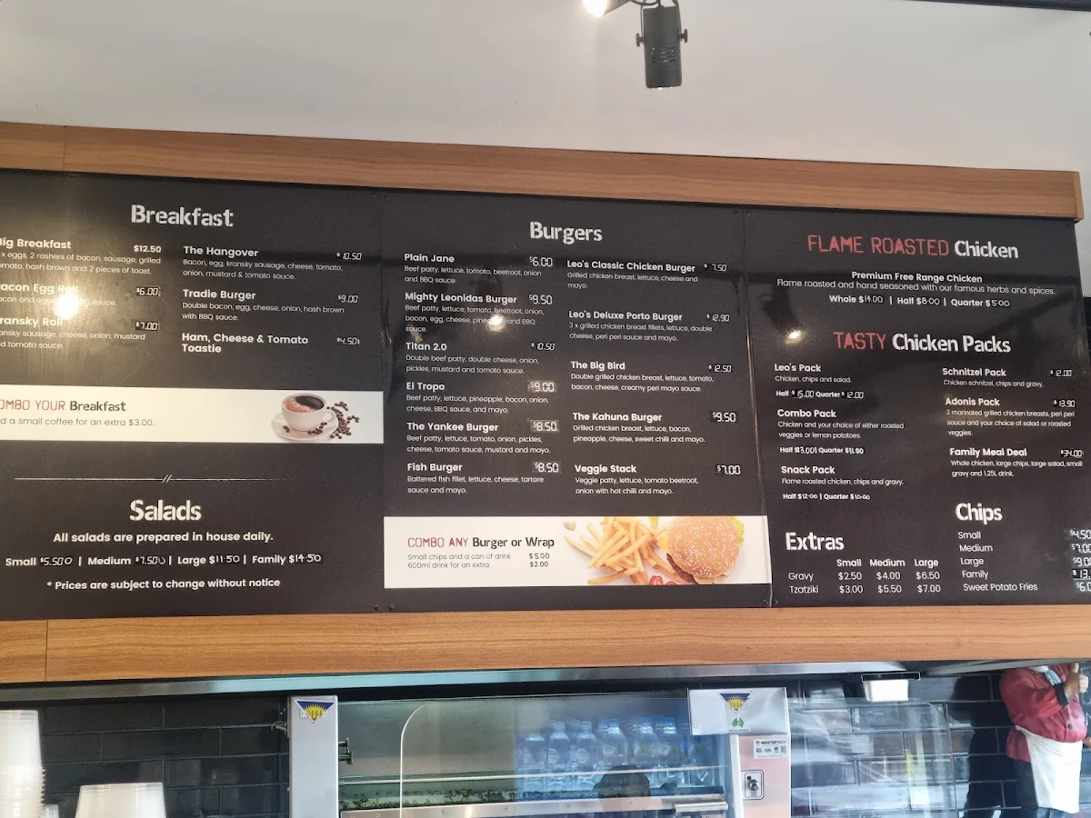 Menu, Leo's Grille