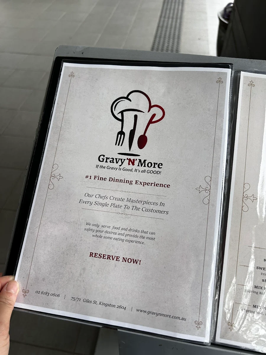 Menu, Gravy N More (Indian Restaurant)