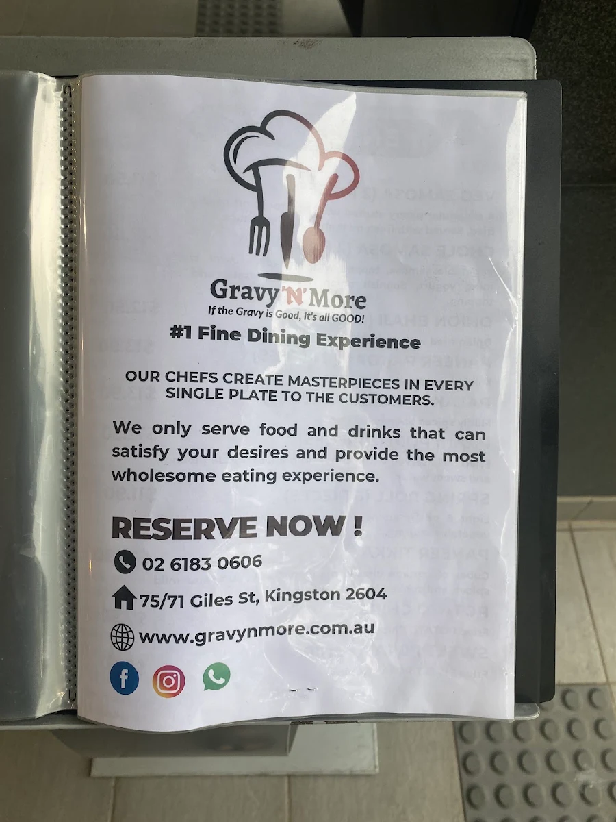 Menu, Gravy N More (Indian Restaurant)